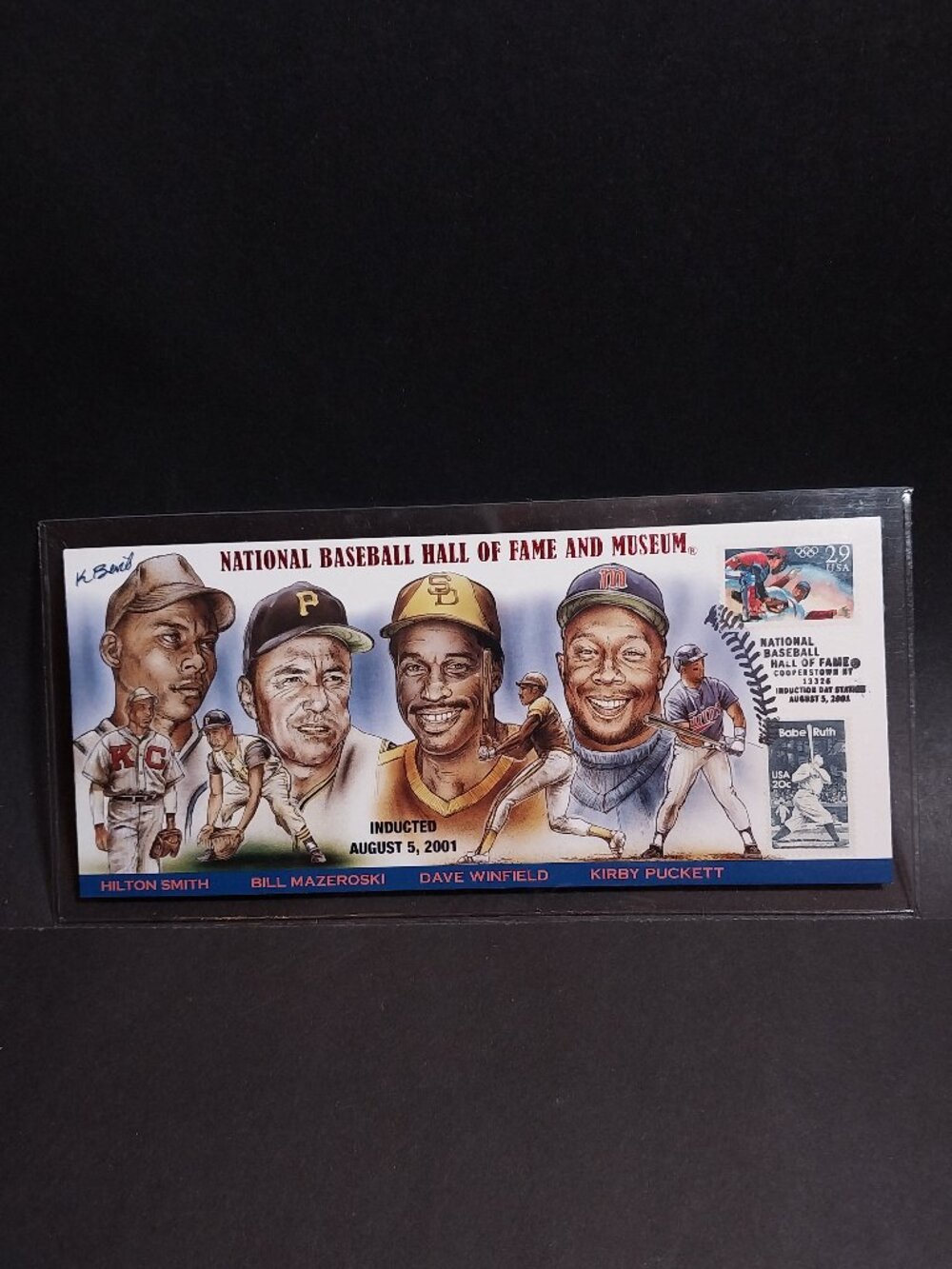 2001 Baseball HOF Induction Envelope Puckett Winfield Mazeroski Smith